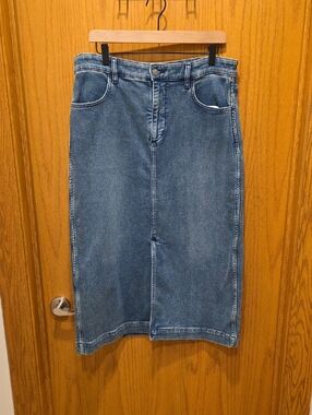 Faherty Blue Denim Midi Skirt